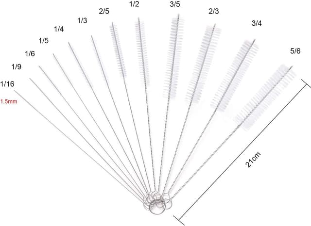 Detalle de Vicloon Spazzola Bottiglia – set da 12 mini scovolini in nylon e acciaio inox