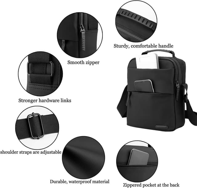 Detalle de Herren-Schultertasche / Umhängetasche Herren aus PU mit wasserdichtem Crossbody-Design