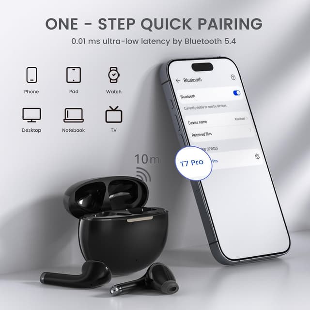 Thumbnail 6 de Yobola kabellose Bluetooth-In-Ear-Kopfhörer (True Bluetooth 5.4) für Samsung Galaxy, iPhone & Xiaomi – inkl. Ladecase