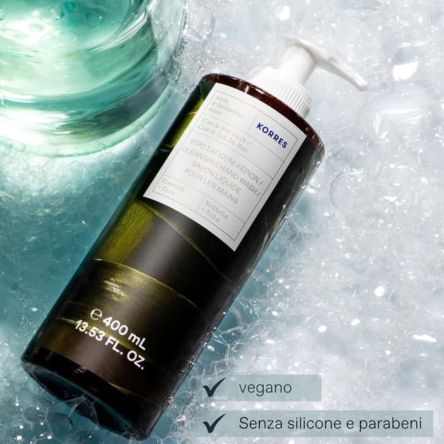 Detalle 2 de KORRES Aloe & Sea Salt sapone liquido mani: detergente delicato all’aloe con fragranza di sale marino, 400 ml