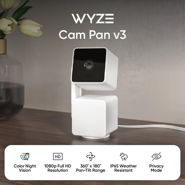 Detalle 2 de Wyze Cam Pan v3 (Indoor/Outdoor IP65) 1080p Pan/Tilt/Zoom Wi‑Fi Smart Security Camera