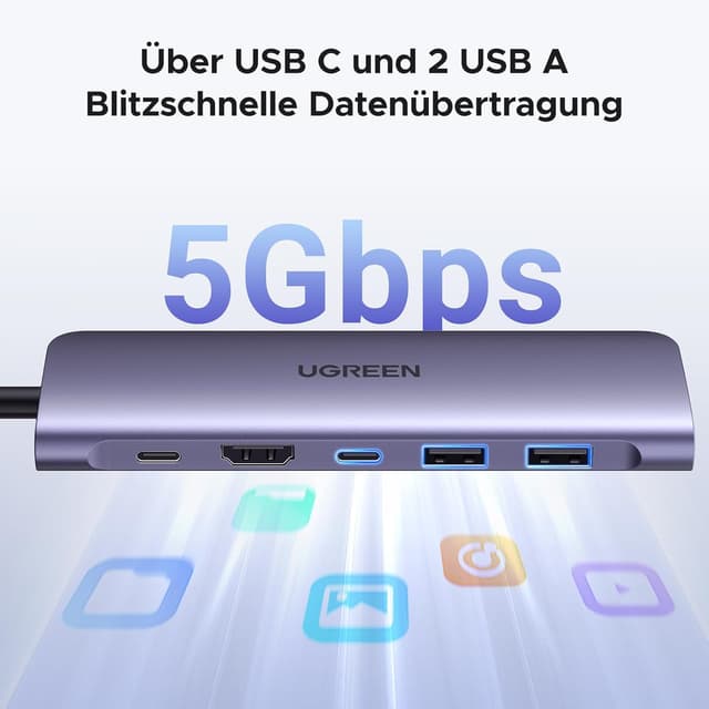 Detalle de UGREEN Revodok 1071 USB C Hub 4K HDMI