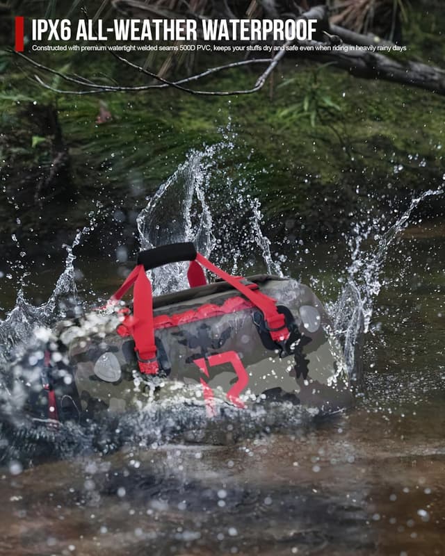 Detalle de BORLENI Borsa da Moto Impermeabile 30L con chiusura rolltop e sistema MOLLE