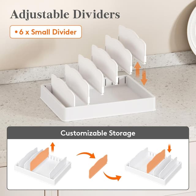 Detalle de Lifewit Adjustable Lid Organizers, 6 Dividers ⚙