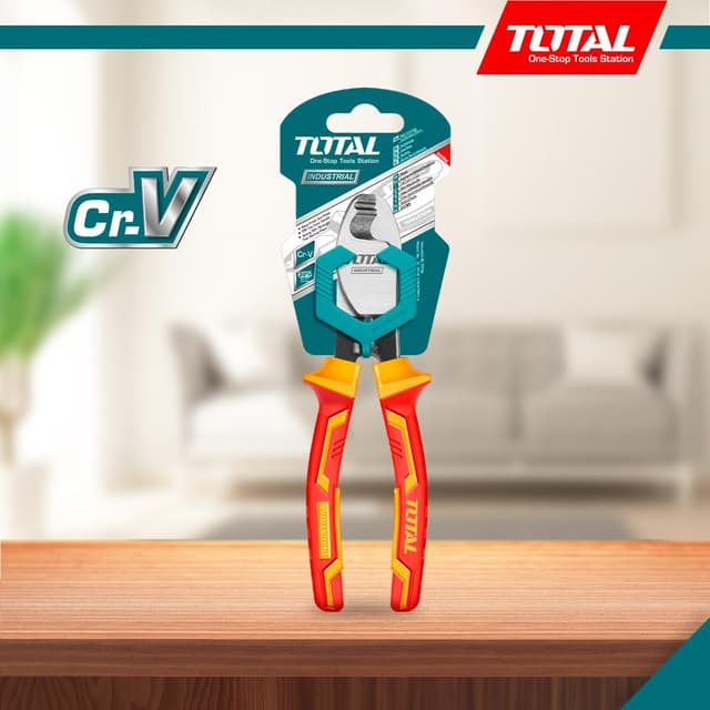 Detalle 1 de TOTAL pinza tagliafili isolata in cromo vanadio, certificato VDE, 160 mm