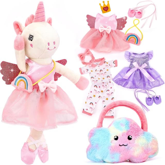 Imagen de hahaland Unicorns Ballerina Doll with 3 Outfits en OfertitasTOP