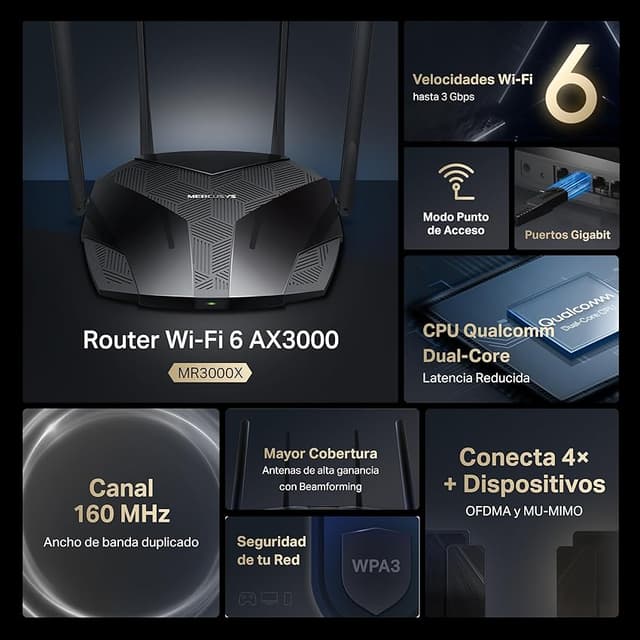 Thumbnail 1 de Mercusys MR3000X Router WiFi 6 3000Mbps 🌐