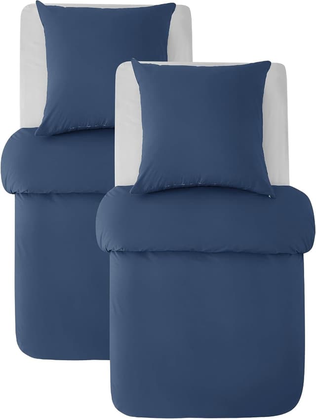 Thumbnail 6 de Bedsure Bettwäsche 135x200 aus Baumwolle, 4-teilig (Bettbezug + 2 Kissenbezüge 80x80), blau, mit Reißverschluss