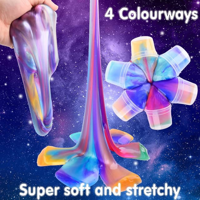 Detalle de 24 Pack Galaxy Slime Kit – Galaxy slime cups for party favours, classroom rewards and goodie bags