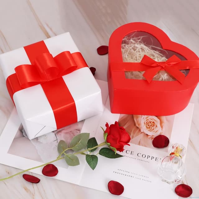 Detalle de TONIFUL Satinband rot, 5 cm x 20 m – breites Geschenkband für Schleifen & Dekoration