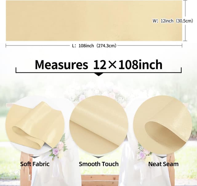 Thumbnail 2 de OQSC Satin Table Runner 20 Pack 12x108 Champagne