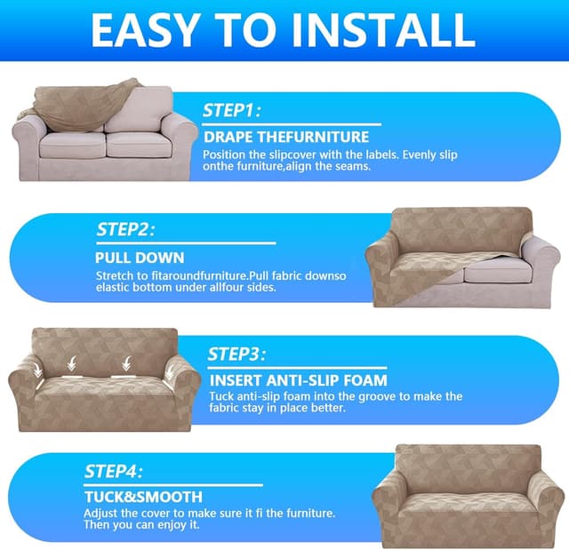 Thumbnail 6 de CYCMACO Copridivano Elasticizzato 3 Posti con Braccioli (Kaki) antimacchia, antiscivolo e lavabile