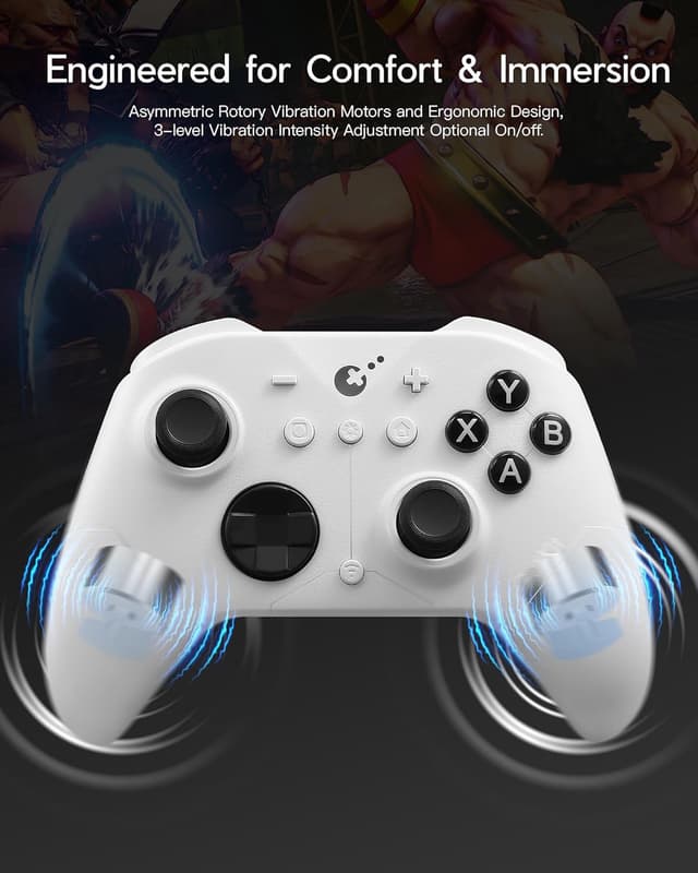Detalle de GuliKit ES PRO Wireless Controller (PC, Windows, Android, iOS, Switch 1/2) mit 3,25 ms Latenz und TMR-Sticks – Weiß