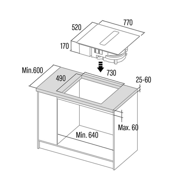 Thumbnail 1 de Cata IAS-7024BK placa inducción con extractor integrado, 6 velocidades 🍽