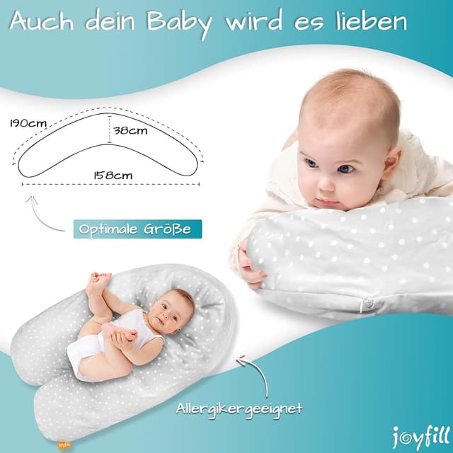 Thumbnail 6 de joyfill® Stillkissen Mikroperlen 190 cm – Schwangerschafts- & Stillkissen XXL, nachfüllbar, Made in Germany