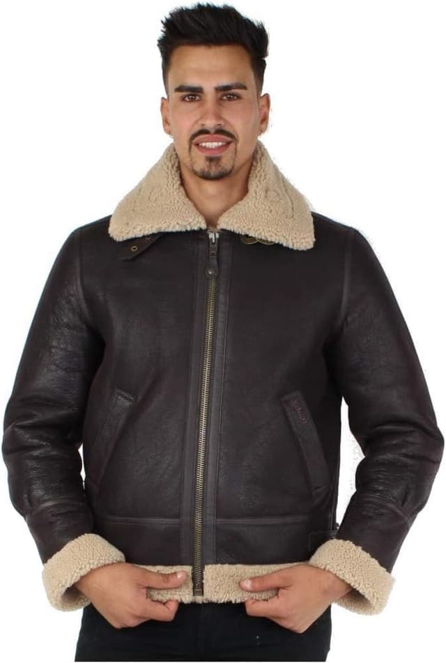 Thumbnail 6 de Schott Bombardier Mouton retourné Café