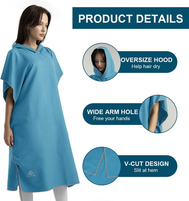 Detalle de flintronic Changement Peignoir de Bain Changing Towel à capuche (110 x 80 cm) en microfibre