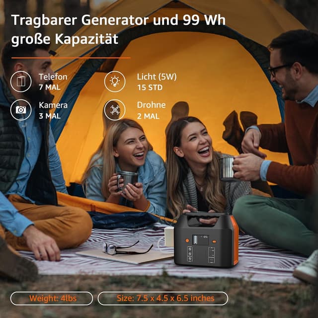 Detalle 2 de SinKeu Tragbare Powerstation 99Wh (150W) – Solar Generator mit 230V AC, USB-C und 12V-Zigarettenanzünder-Port
