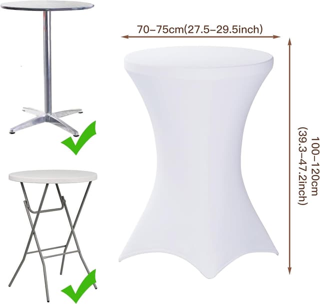 Detalle de SUKAIKEQA dehnbare elastische Tischdecke für runde Tische (70 × 75 cm, weiß)