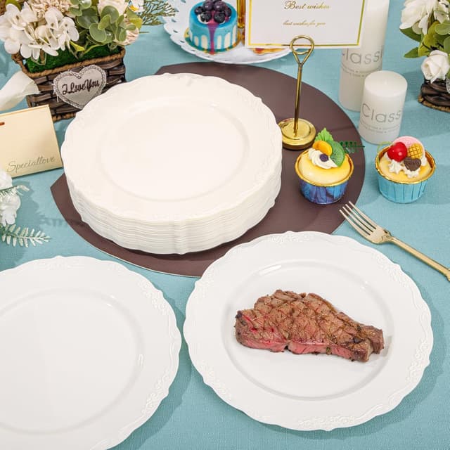 Thumbnail 2 de DaYammi Ivory 60pc Dinner Plates