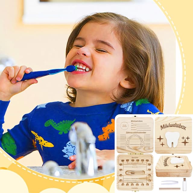 Thumbnail 6 de Shengruili Zahnbox aus Holz für Milchzähne – Aufbewahrungsbox für Baby-Zähne mit sicherem Verschluss