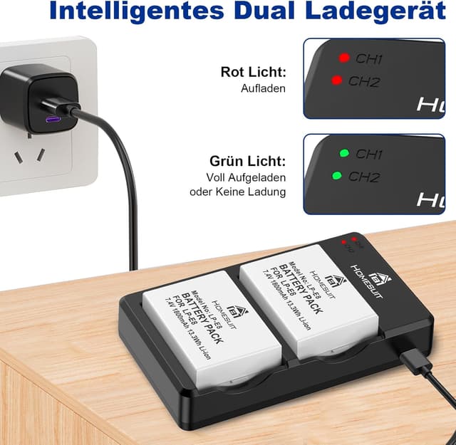 Thumbnail 4 de Homesuit LP-E8 Akku 1800mAh für Canon EOS Rebel