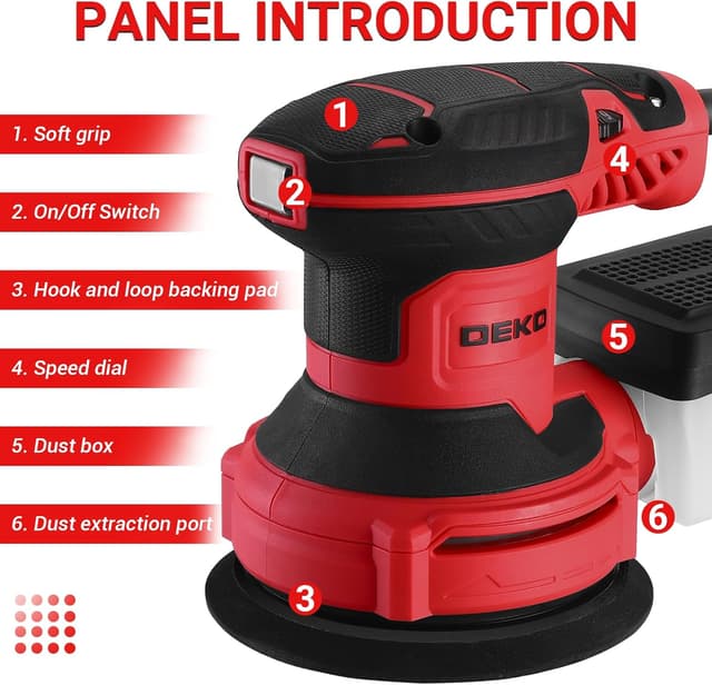 Detalle 2 de DEKOpro Exzenterschleifer 125 mm 14.000 U/min