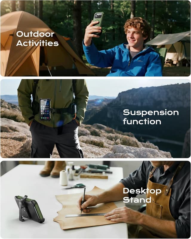 Thumbnail 6 de ByteRock Rugged Case for iPhone 17 Pro Max (6.9") with Belt Clip Holster, MagSafe, Shockproof Protection & 360° Kickstand (Green)