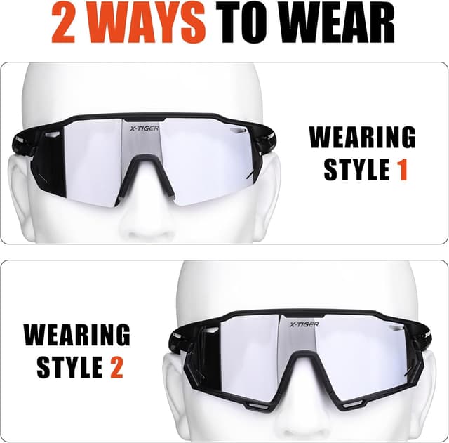 Detalle 2 de X-TIGER Polarized Cycling Glasses with 5 Interchangeable Lenses (MTB & Sports)