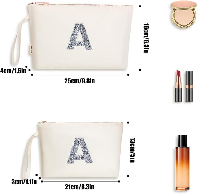 Detalle de A-Z BAG beauty case da donna con doppia dimensione (grande e piccola) in tela
