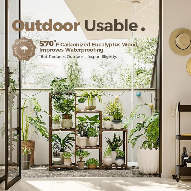 Detalle de Plant stand for multiple pots with 3 tiers