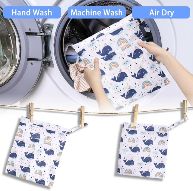 Detalle de Zocipro 3-teilige Wetbag-Set für Stoffwindeln (Wetbag Kindergarten) – mit Reißverschluss, 3 Größen