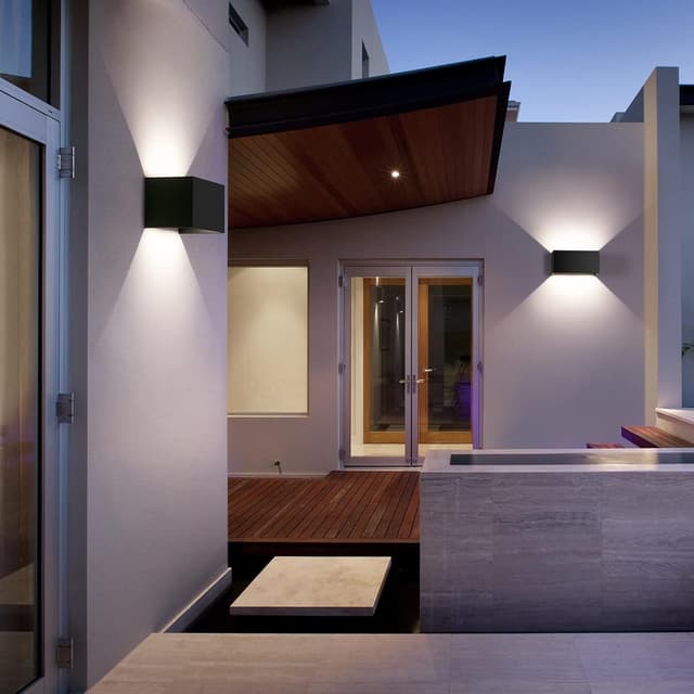 Detalle de Set da 2 applique da parete 24W IP65 4000K bianco naturale, design moderno nero (angolo fascio regolabile)