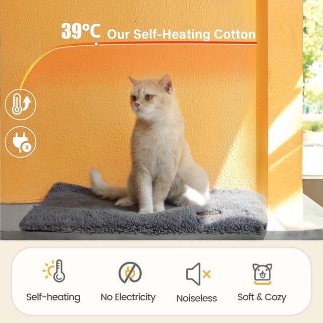 Detalle de MORA PETS Self Heating Cat Bed (61x45cm) – self-heating, washable heated cat mat for indoor cats