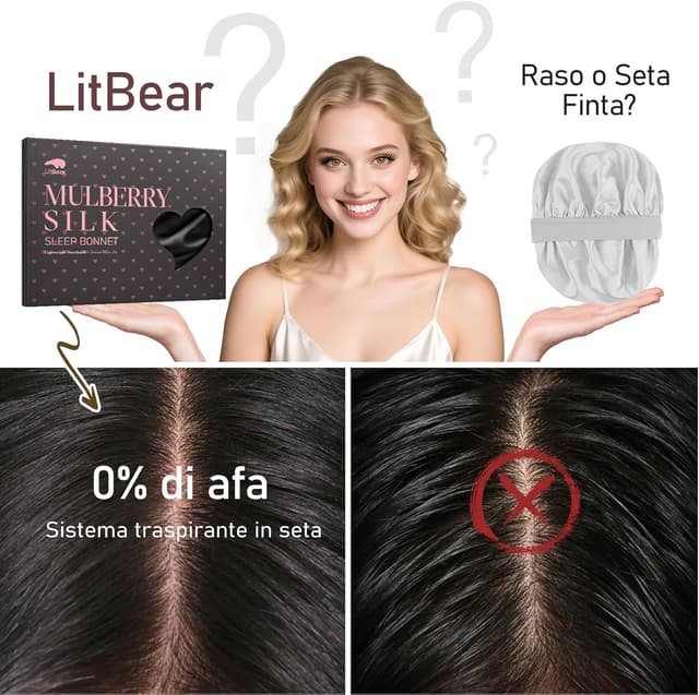 Thumbnail 4 de LitBear 22 Momme cuffia in seta 22 Momme