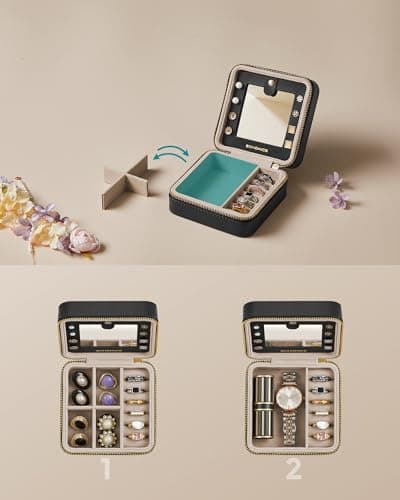 Detalle 1 de SONGMICS caja joyero de viaje 11,4 cm