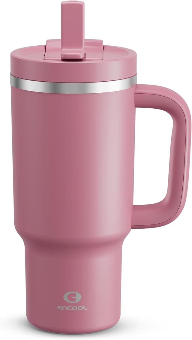 Thumbnail 6 de ENCOOL 40 oz Tumbler with Handle and Straw (Stainless Steel Insulated, Leakproof) — Light Vanilla