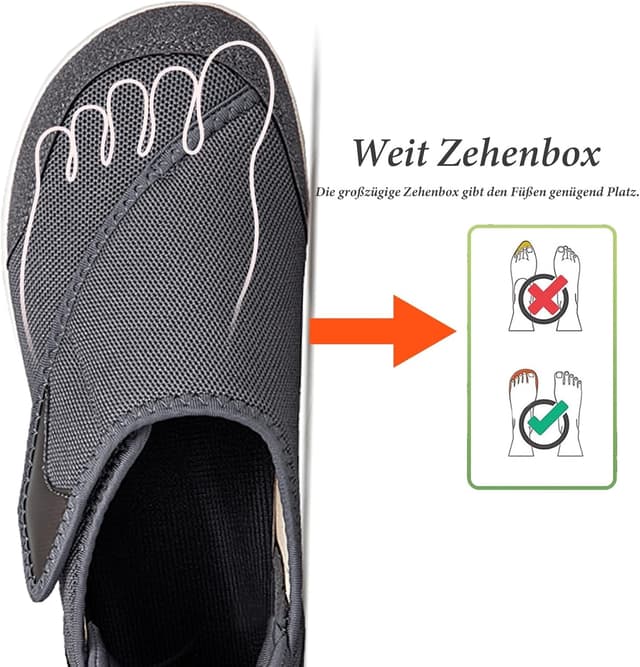 Detalle 2 de Gaatpot Hausschuhe Extra Weit mit Klettverschluss – Walking-/Freizeit-Schuhe für breite Füße