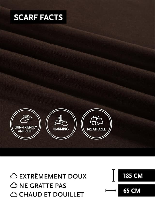 Detalle 2 de DonDon écharpe femme hiver chaude et douce 185 x 65 cm
