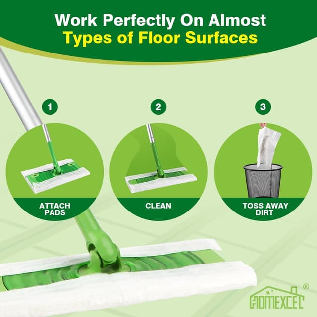 Detalle de HOMEXCEL Trockenkehrtücher für Swiffer Sweeper – 64 Einweg-Staubwedel-Nachfüllungen