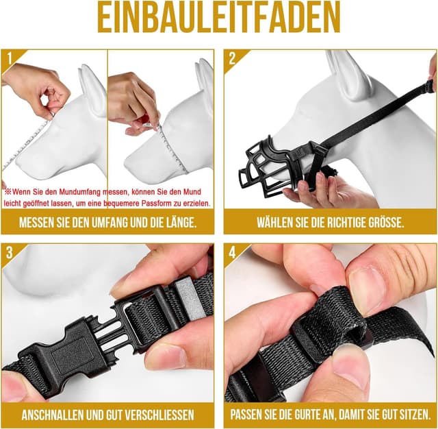 Detalle de OneTigris Maulkorb (XXL) – weicher Mesh-Maulkorb aus TPE mit verstellbarem Gurtband