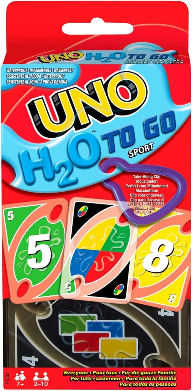 Detalle de Mattel Games UNO H2O To Go, cartas resistentes al agua 🎲