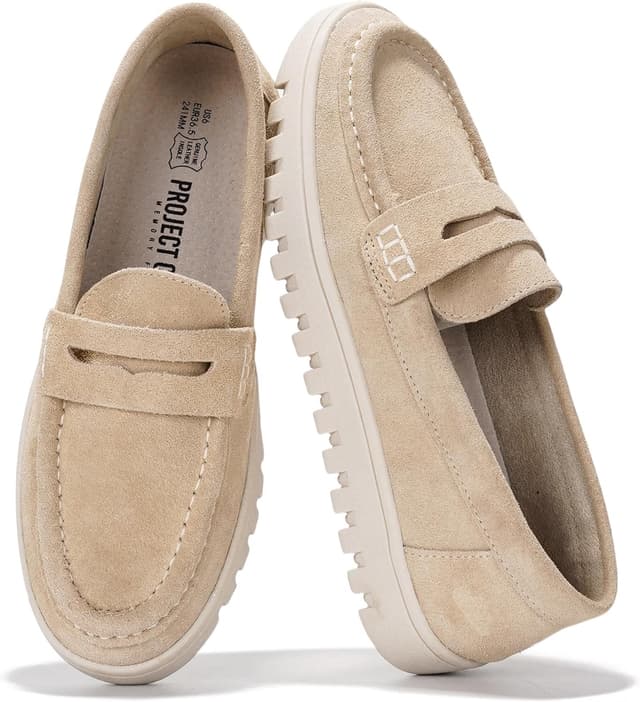 Detalle de Project Cloud 100% Genuine Leather Loafers for Women with Memory Foam Insoles