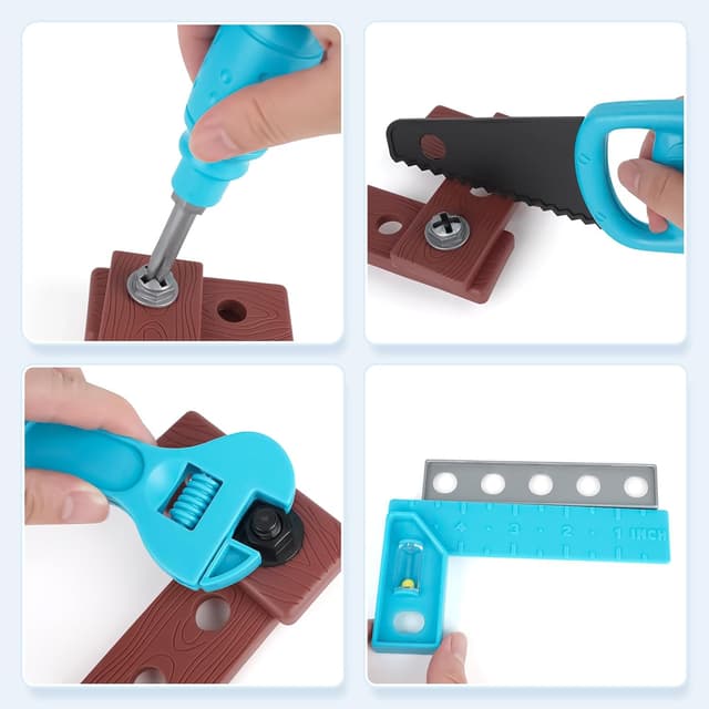 Detalle 2 de Vanplay Kids Tool Set (52 pcs) with Electronic Toy Drill & Tool Belt for Pretend Play