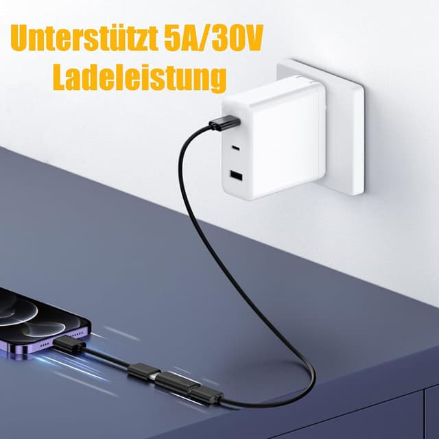 Detalle de Leloco 4× USB‑C 3.1 Adapter (Typ‑C Kupplung) Buchse‑Buchse, 10 Gbps, Schwarz
