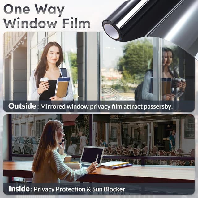 Detalle 1 de rabbitgoo Blackout Window Film 44.5 x 200 cm – privacy & light blocking for glass doors and windows