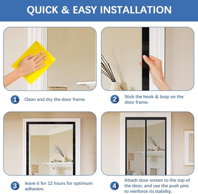Thumbnail 6 de Cloudgree Magnetic Fly Screen Door (80x200cm) with Powerful Magnets & Full Frame Hook&Loop