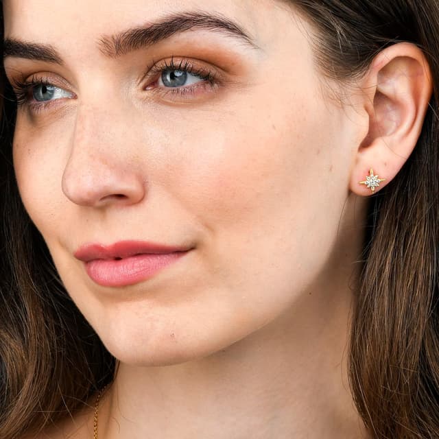 Detalle de Diamond Treats boucles d’oreilles en argent 925 en forme d’étoile avec oxydes de zirconium