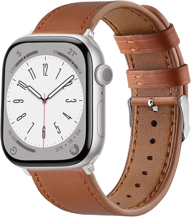 Detalle de Bracelet en cuir pour Apple Watch SE (3) 40 mm / Series 11-10 42 mm – cuir grain litchi, boucle métal de sécurité