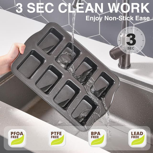 Thumbnail 6 de HONGBAKE 8-Cavity Mini Loaf Pan set 🍞